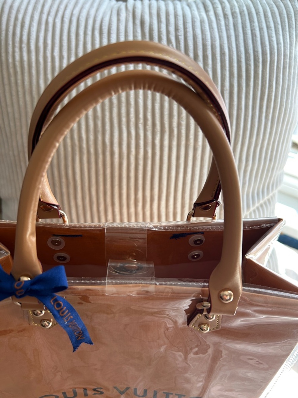 7030. Louis Vuitton Shopping Bag repurposed into a tote. Clear PVC cover. - Picture 4 of 6